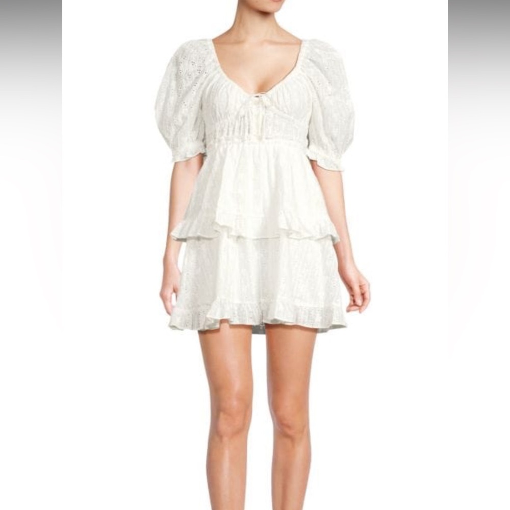 WeWoreWhat | Puff Sleeve Mini | Bridal Spring Lace